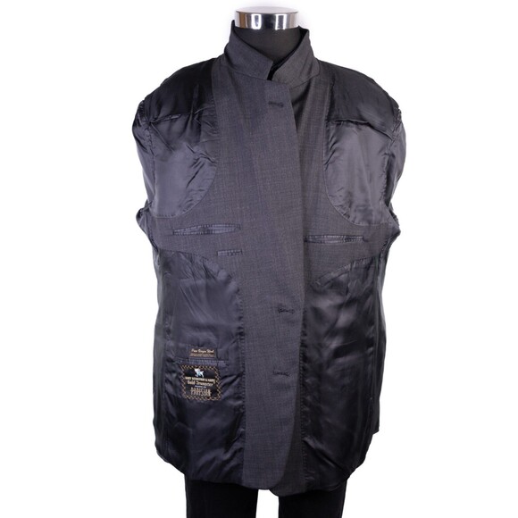 HART SCHAFFNER & MARX GOLD TRUMPETER Gray Wool 2 Button Sport Coat Jacket Sz 48R - Picture 9 of 13